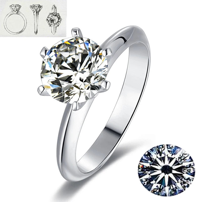 925 Sterling Silver Moissanite Engagement Ring – Certified Round-Cut Solitaire