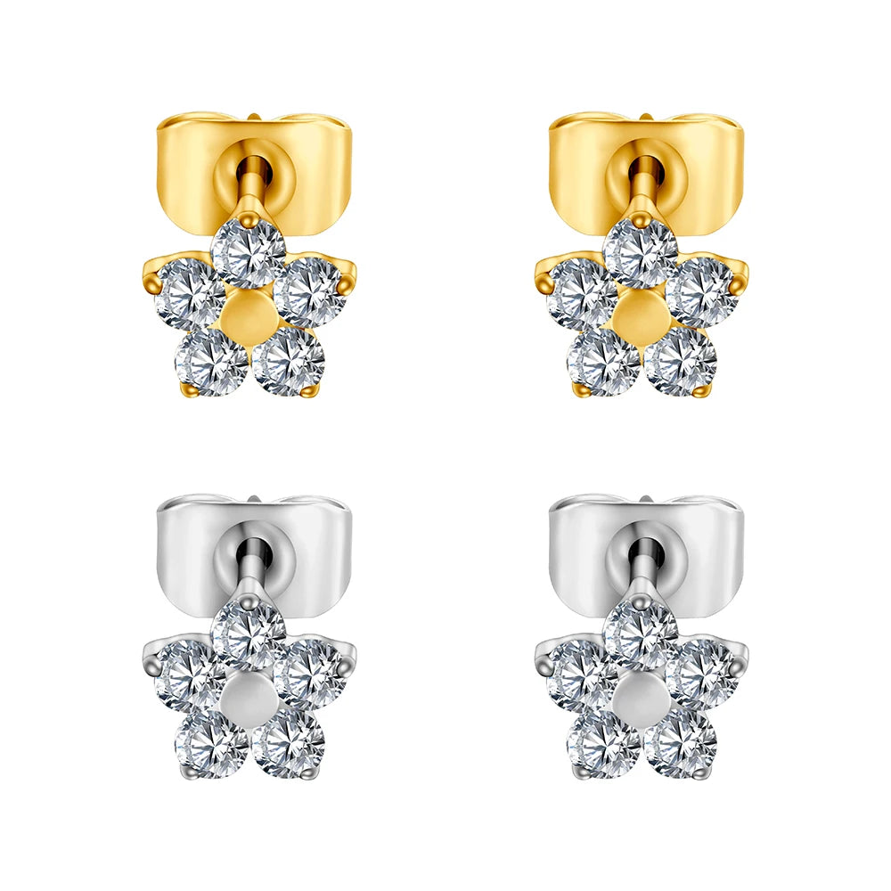 Titanium Flower Stud Earrings