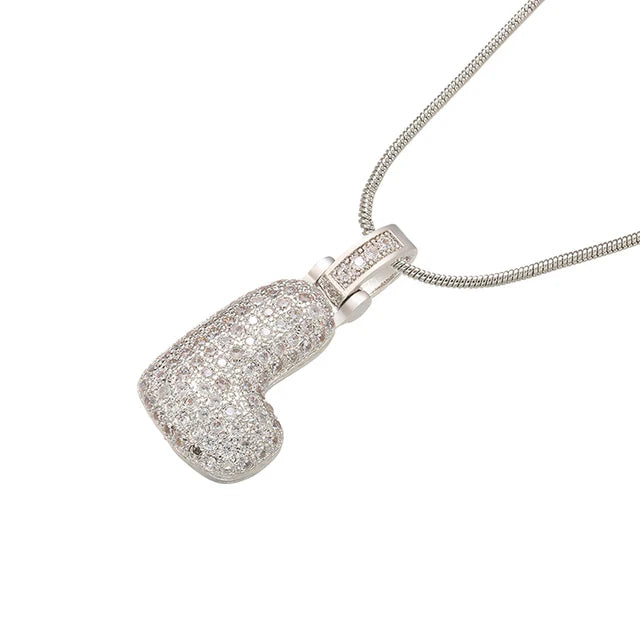 1.25x500mm Fat and lovely crystal brass silver color letter necklace for women friends birthday gift model: VL34