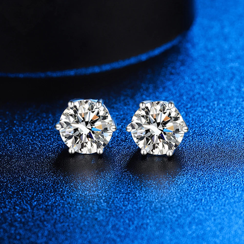 925 Sterling Silver Moissanite Stud Earrings – GRA Certified VVS1