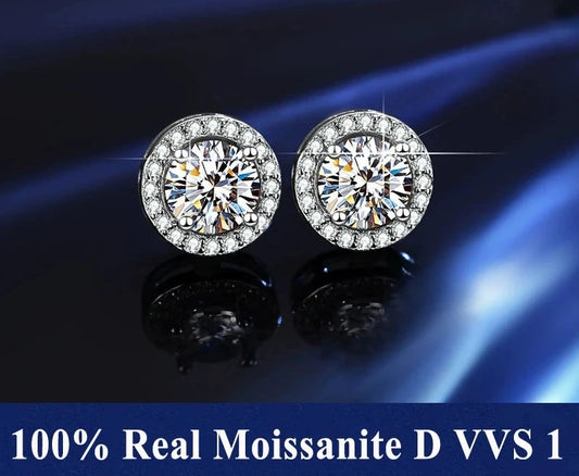 Platinum-Plated Moissanite Stud Earrings