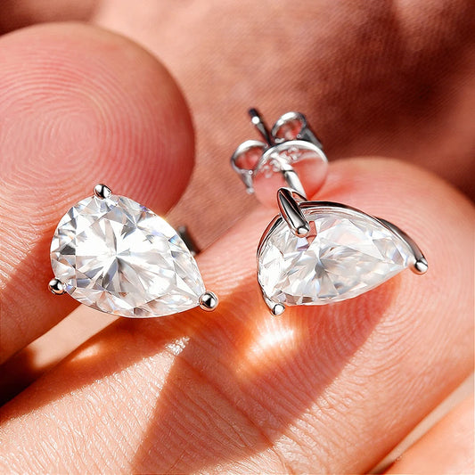 Pear Cut Moissanite Stud Earrings