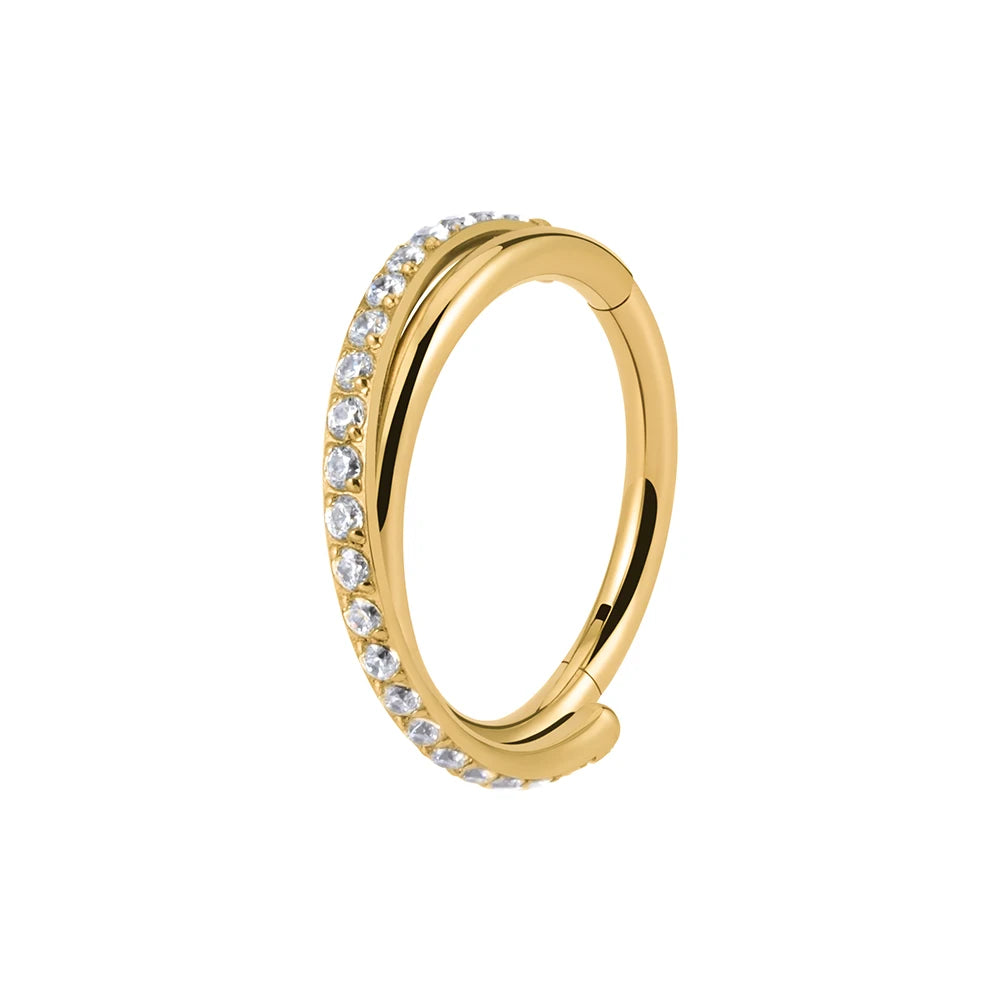 Implant-Grade Titanium Hoop Earrings – Hinged CZ Clicker for Cartilage, Helix & Tragus