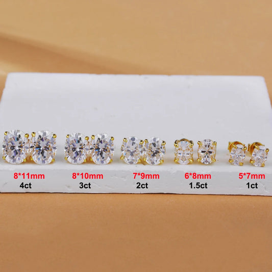 Oval Cut Moissanite Stud Earrings