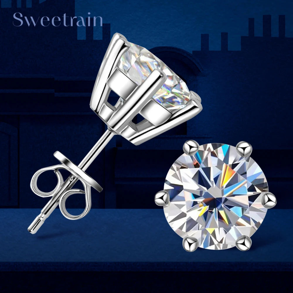 18K Gold Plated Moissanite Stud Earrings