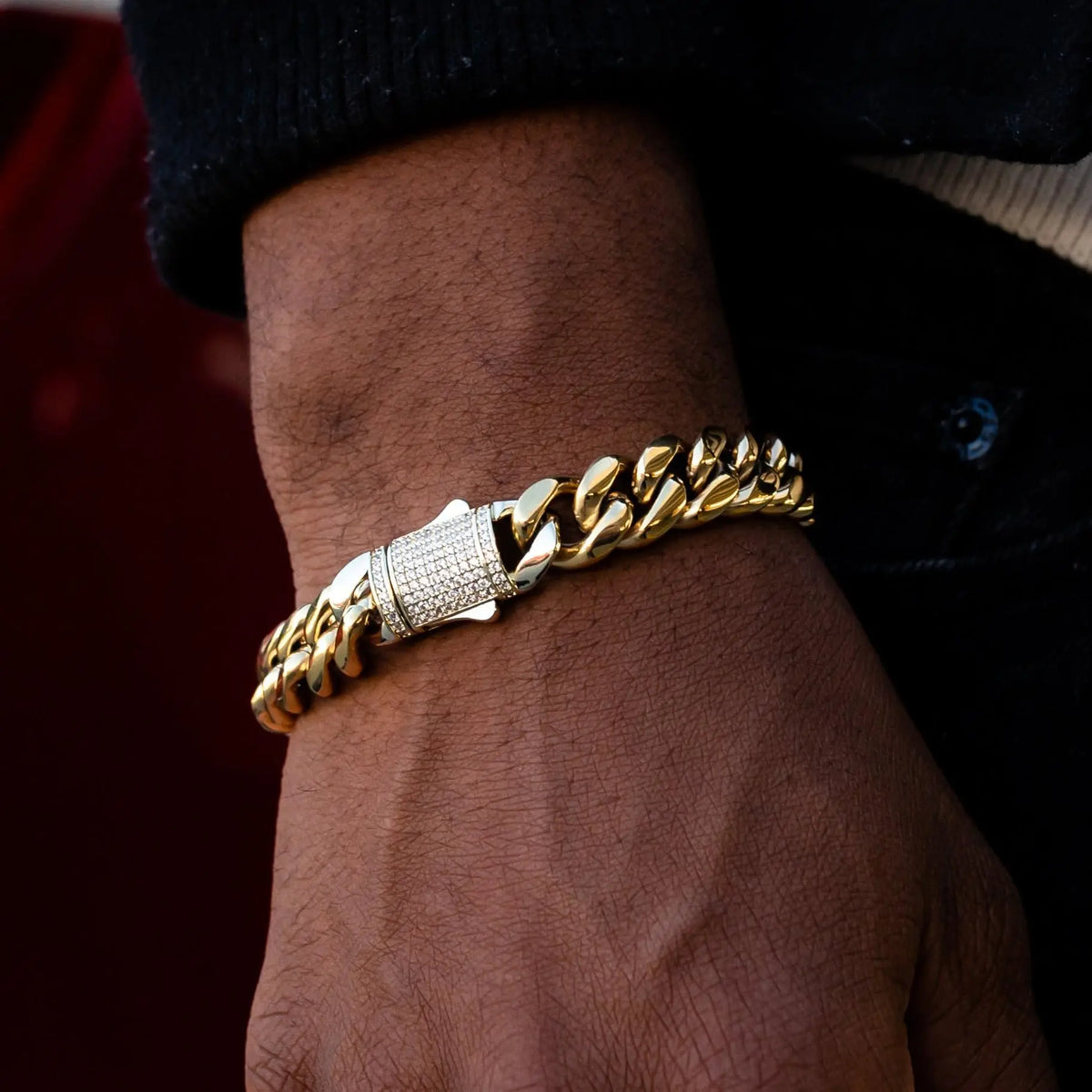 12mm Miami Cuban Link Bracelet - 14K Gold Plated