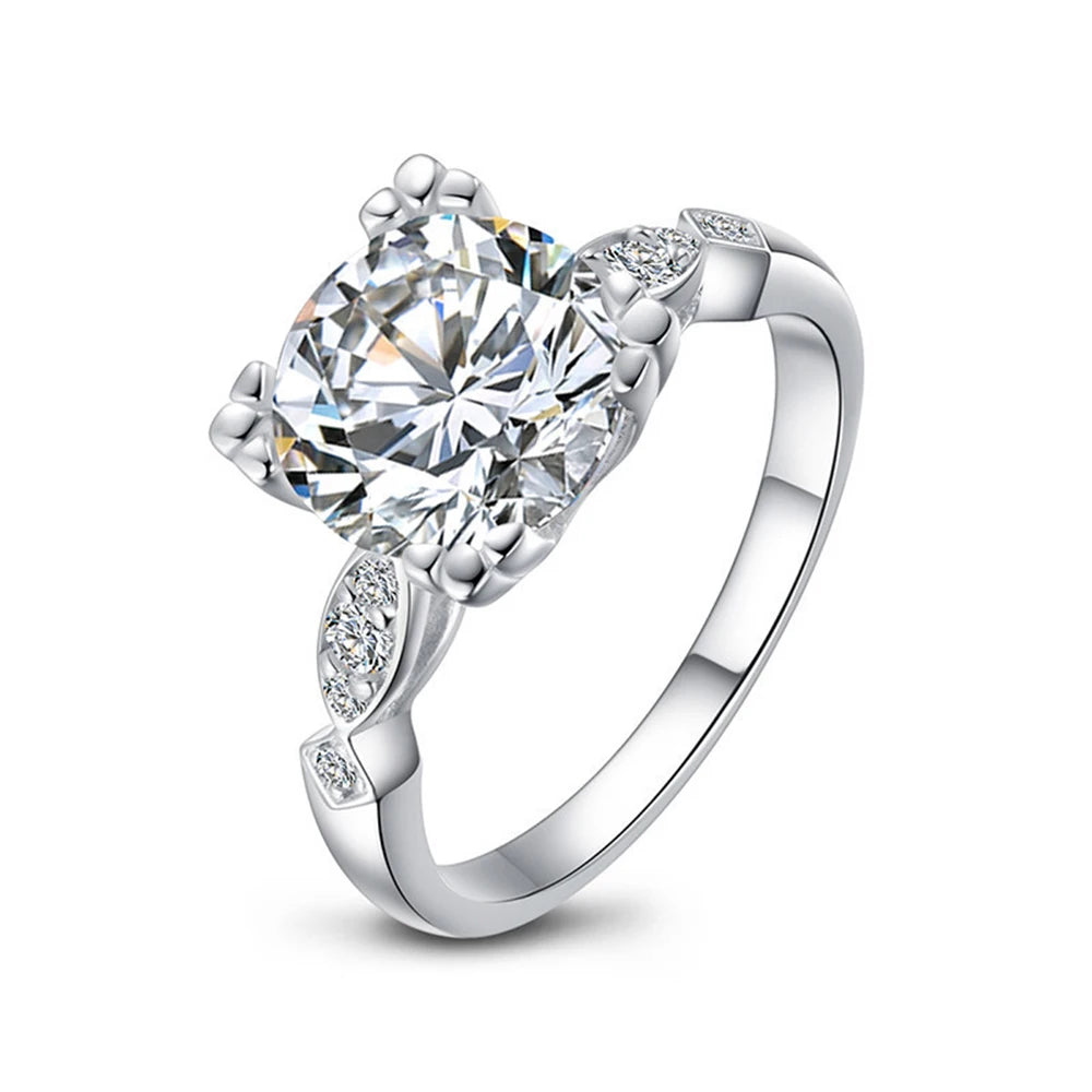 Personality Exquisite 925 Sterling Silver Round Moissanite Rings