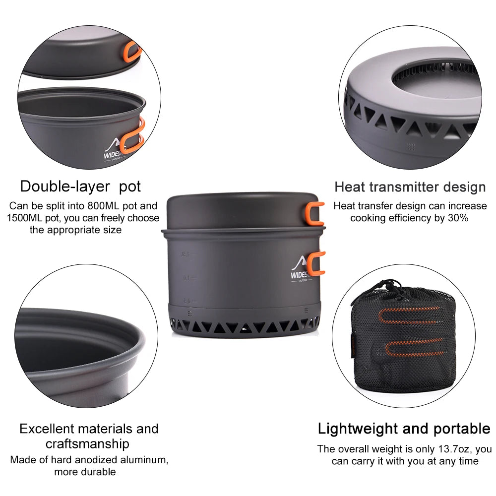 Widesea Camping Cookware Set - Pot, Kettle & Travel Tableware