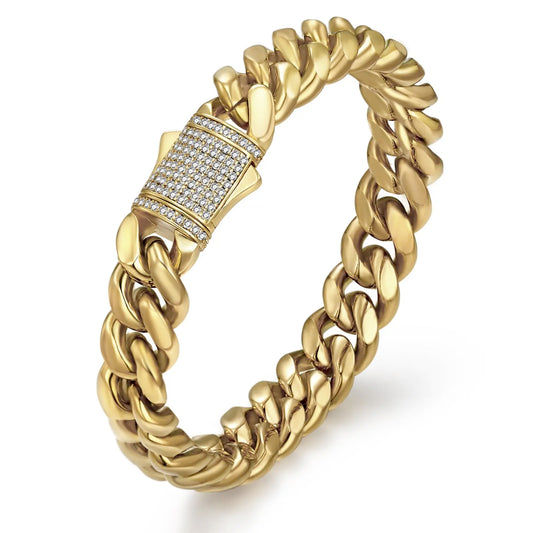 12mm Miami Cuban Link Bracelet - 14K Gold Plated
