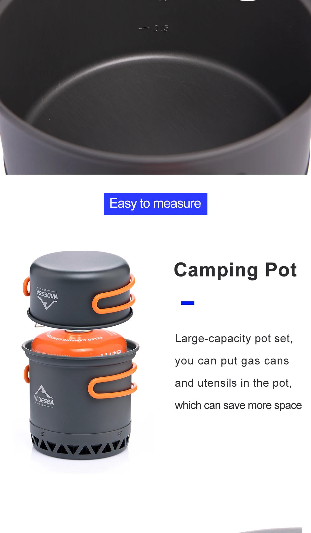Widesea Camping Cookware Set - Pot, Kettle & Travel Tableware