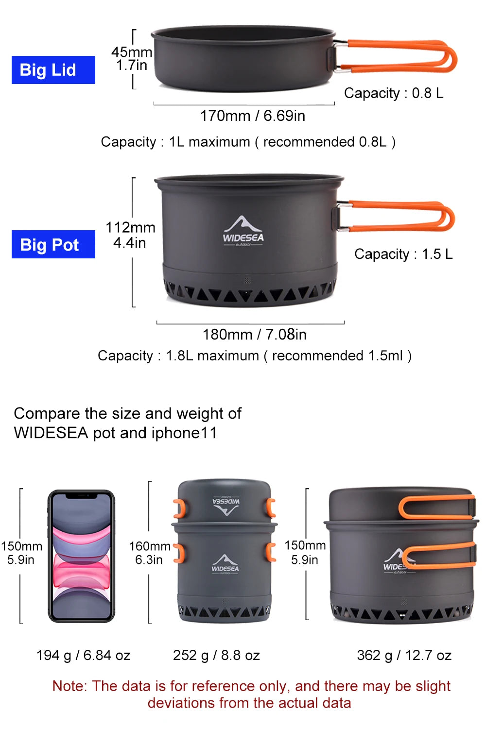 Widesea Camping Cookware Set - Pot, Kettle & Travel Tableware