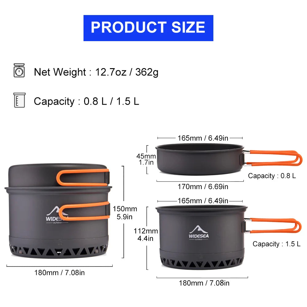 Widesea Camping Cookware Set - Pot, Kettle & Travel Tableware