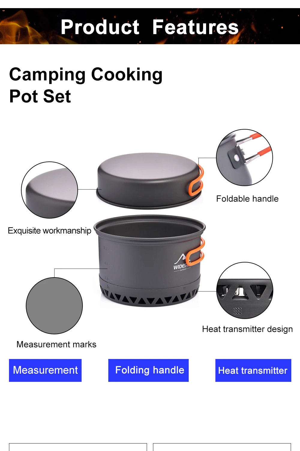 Widesea Camping Cookware Set - Pot, Kettle & Travel Tableware