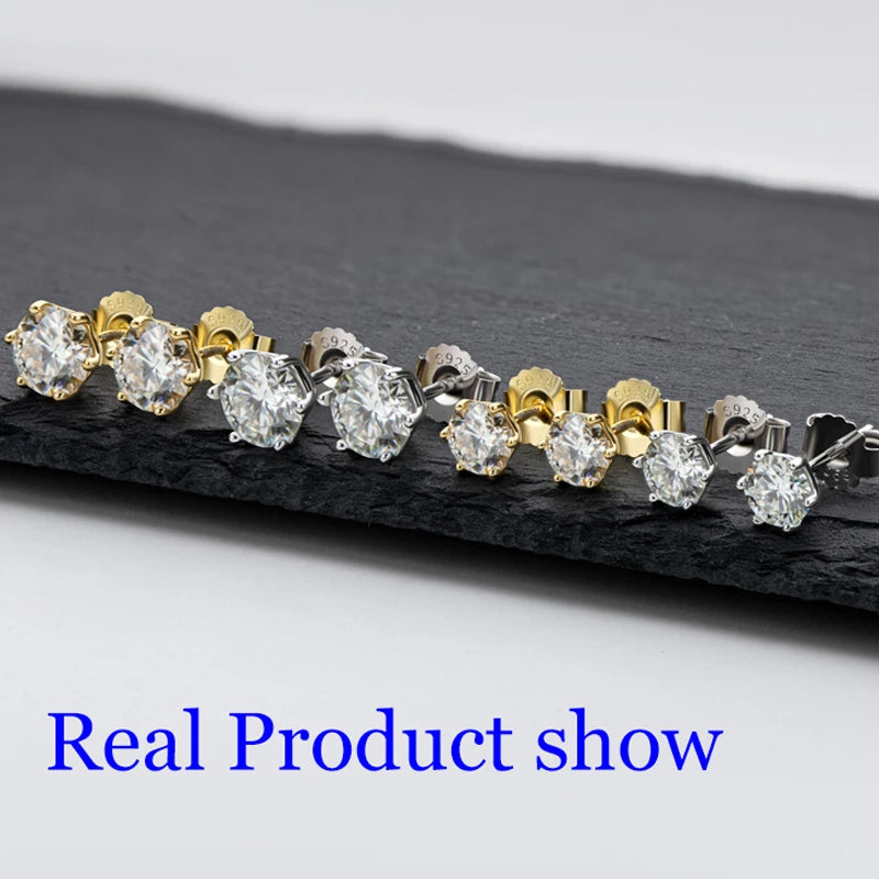 Moissanite Screw-Back Stud Earrings