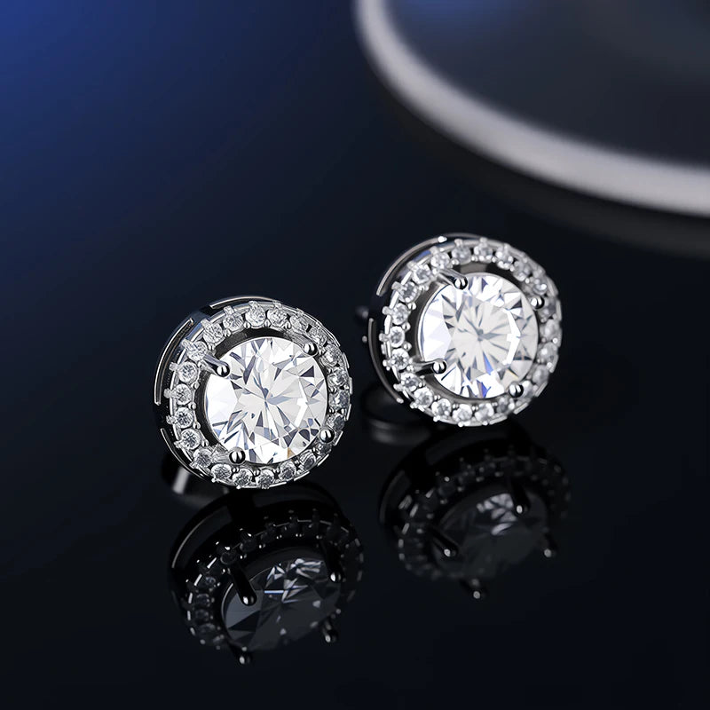 Platinum-Plated Moissanite Stud Earrings