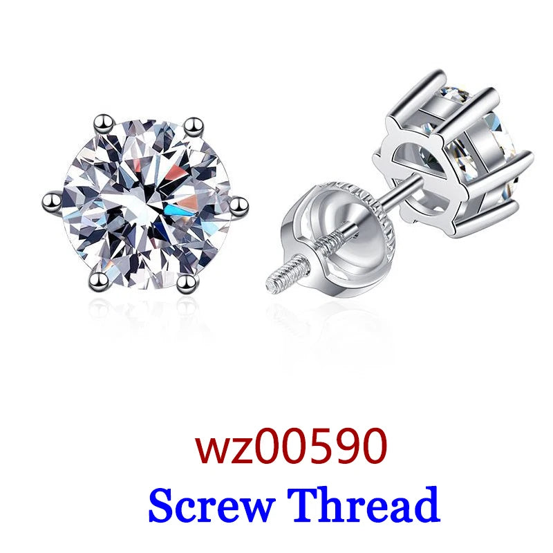 Moissanite Screw-Back Stud Earrings