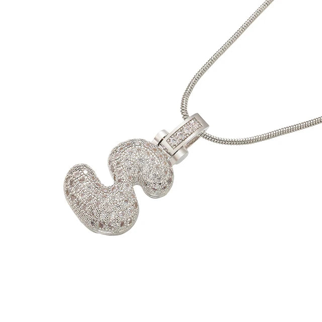 1.25x500mm Fat and lovely crystal brass silver color  letter necklace for women friends birthday gift model: VL34
