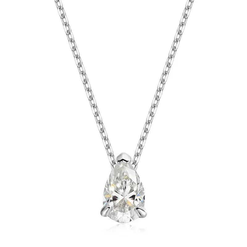Pear Cut Moissanite Pendant Necklace