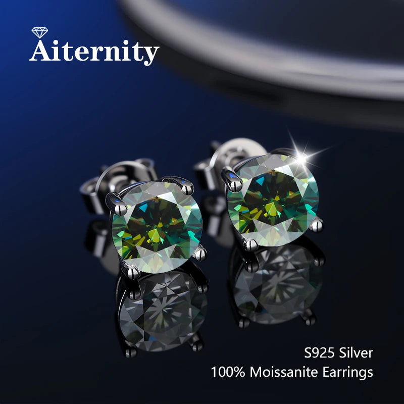 Platinum-Plated Moissanite Stud Earrings