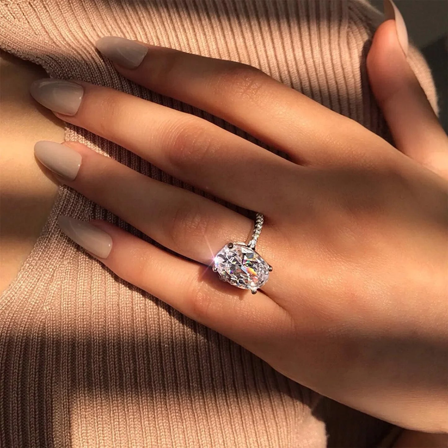 Oval Halo Moissanite Engagement Ring