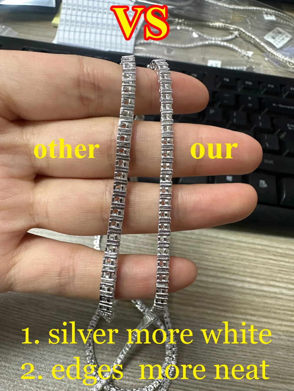 Hip Hop Moissanite Tennis Chain Bracelet