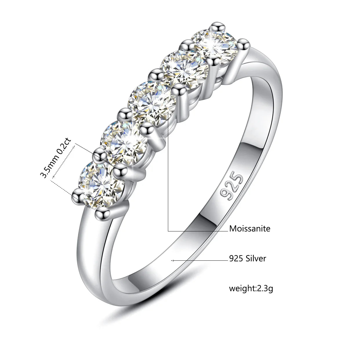 Five-Stone Moissanite Ring