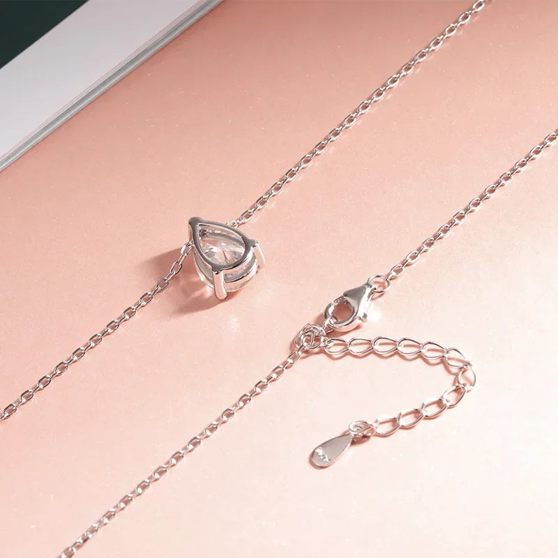 Pear Cut Moissanite Pendant Necklace