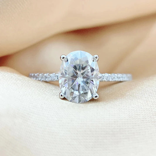 Oval Cut Moissanite Promise Ring