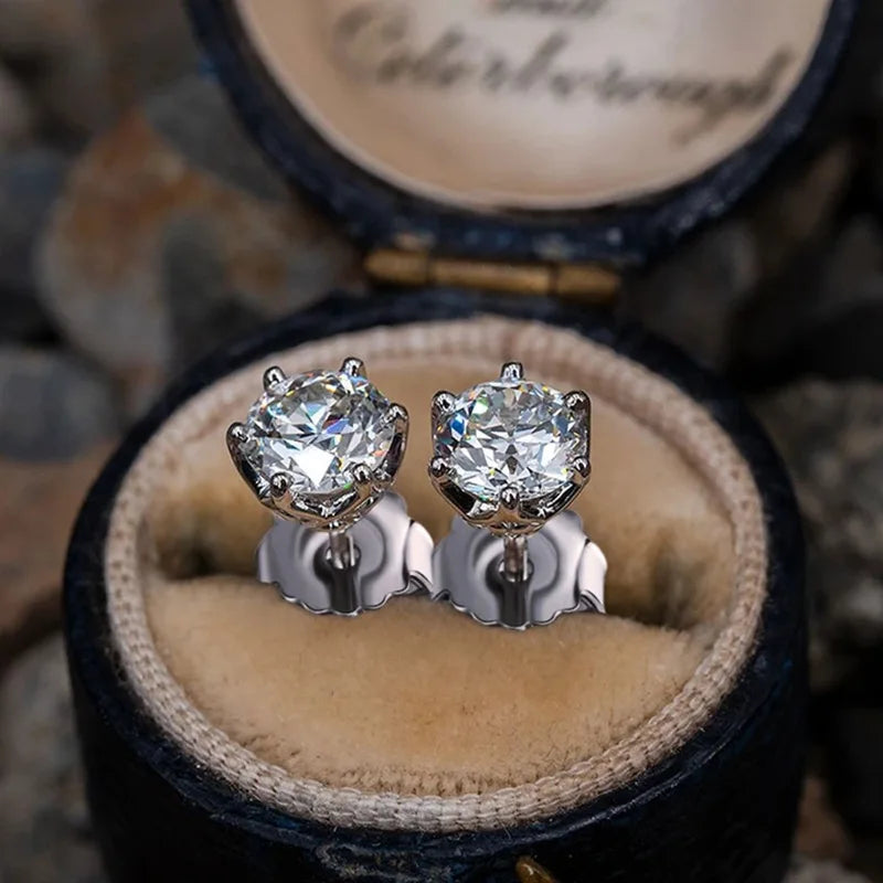 Moissanite Screw-Back Stud Earrings