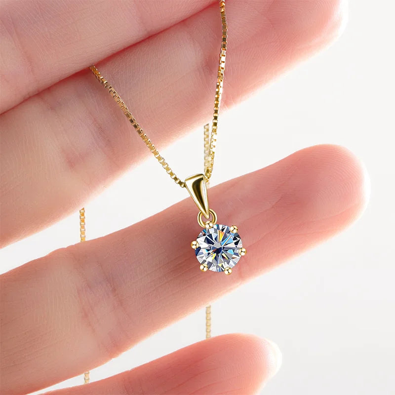 Moissanite Pendant Necklace, 1CT