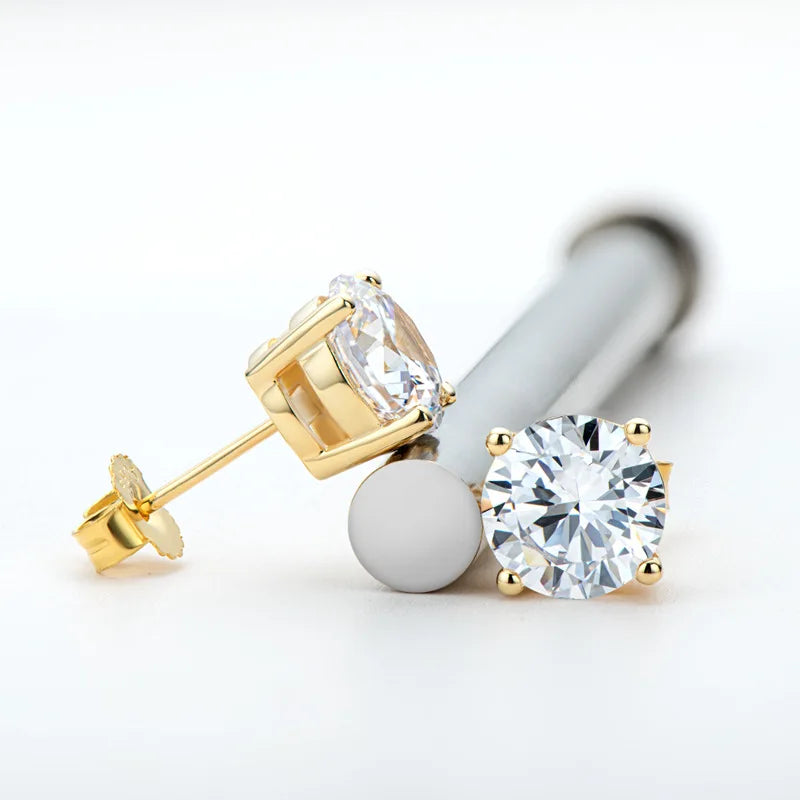 Moissanite Screw-Back Stud Earrings