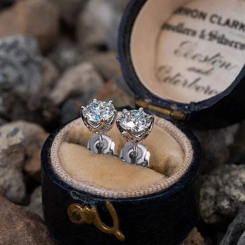 Moissanite Screw-Back Stud Earrings