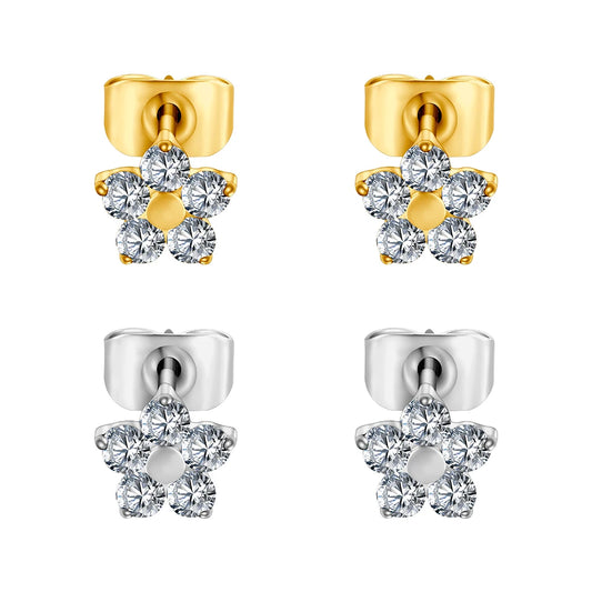Titanium Flower Stud Earrings