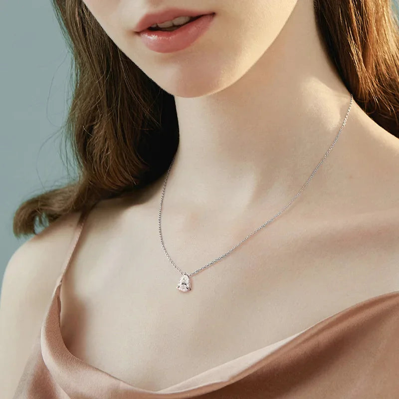 Pear Cut Moissanite Pendant Necklace