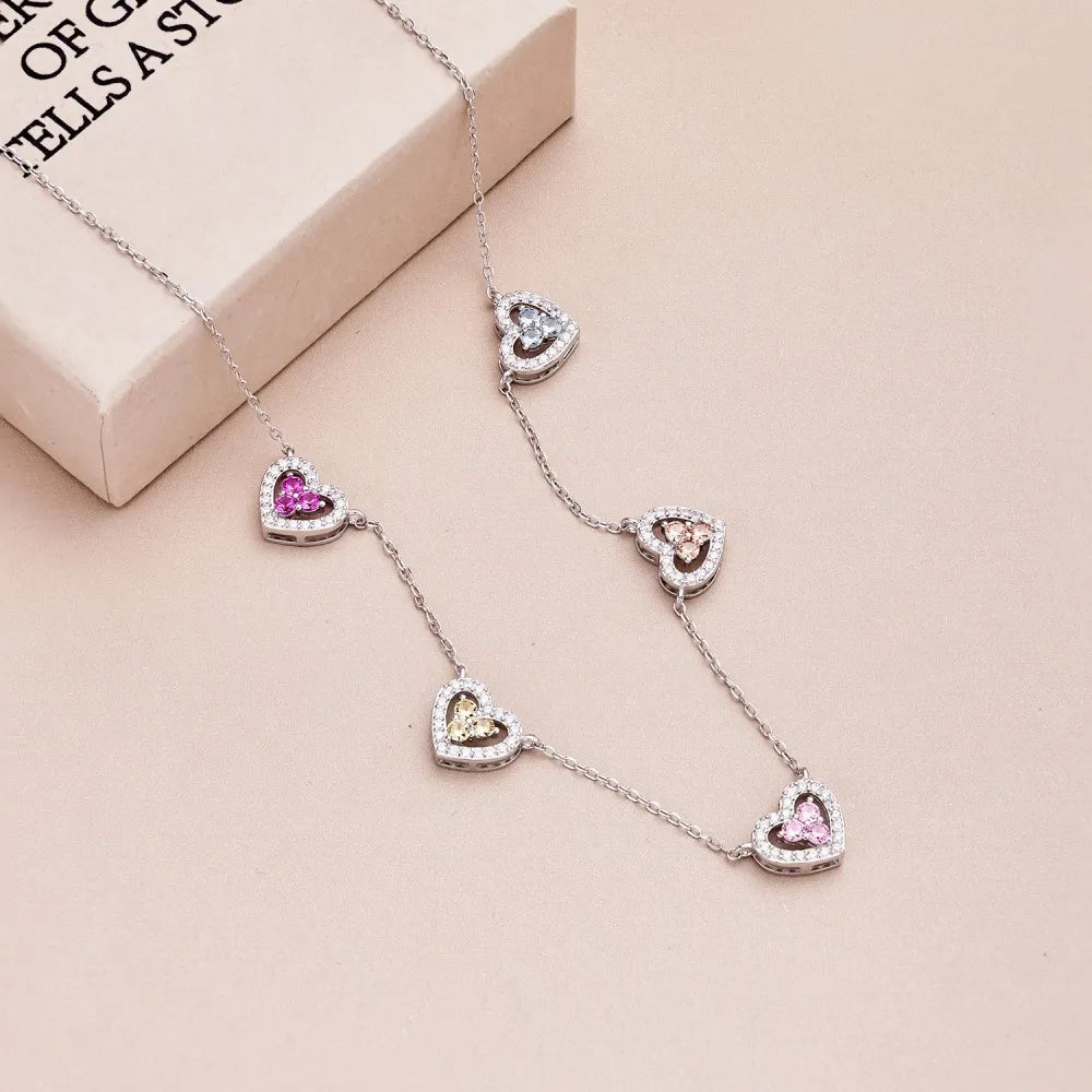 Five Hearts CZ Necklace
