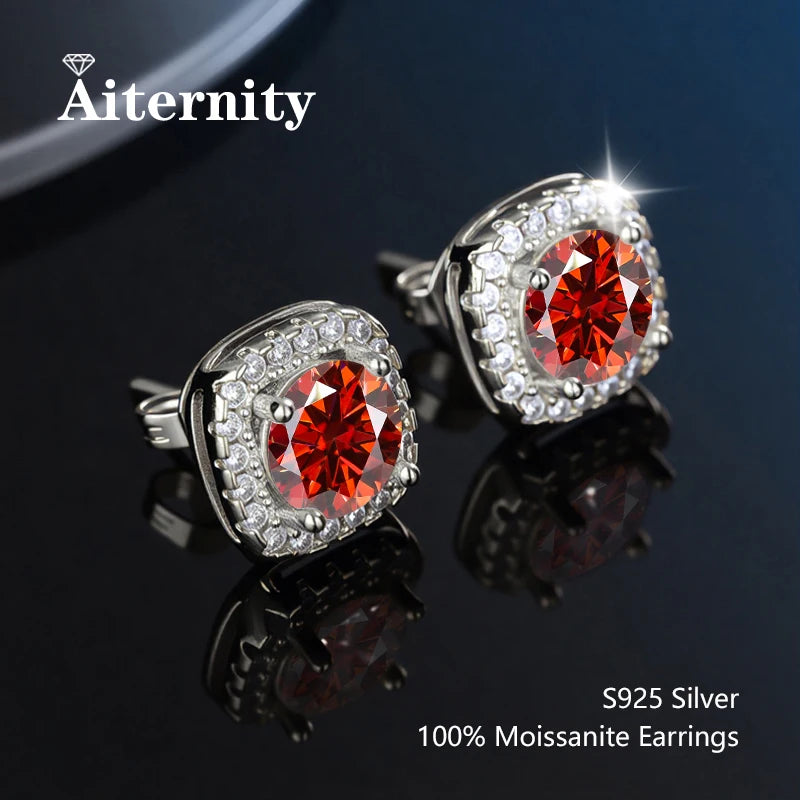 Platinum-Plated Moissanite Stud Earrings