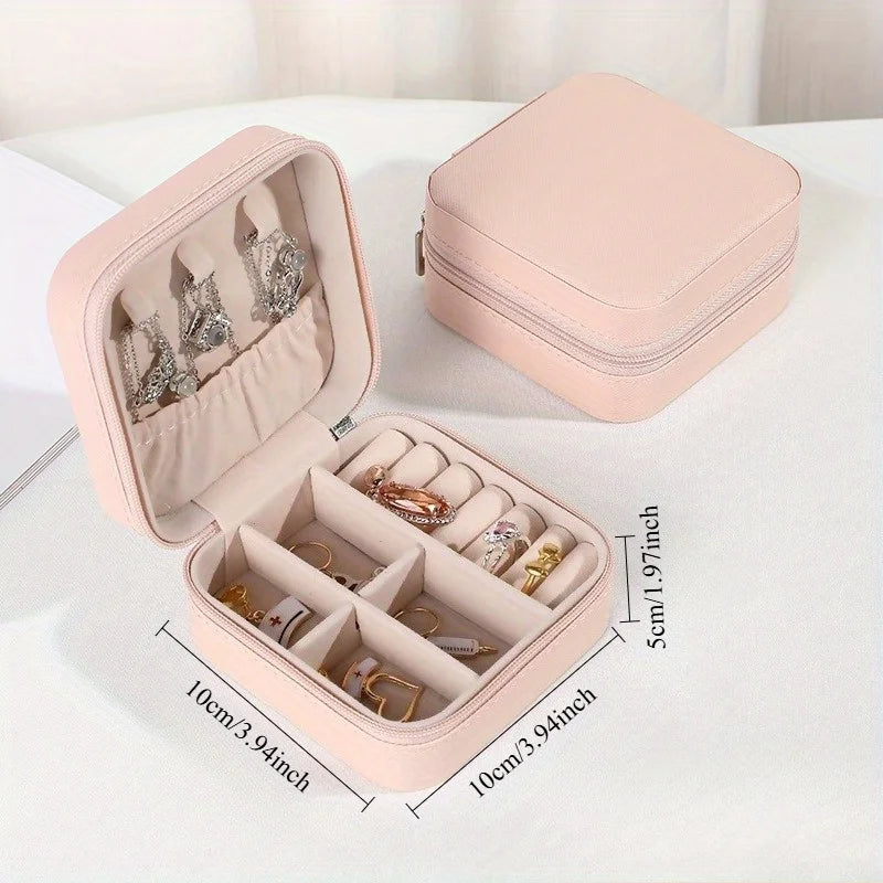 Square Jewelry Organizer Box with Lid | 6-Color Travel Case for Earrings, Necklaces & Rings - Gift for Women