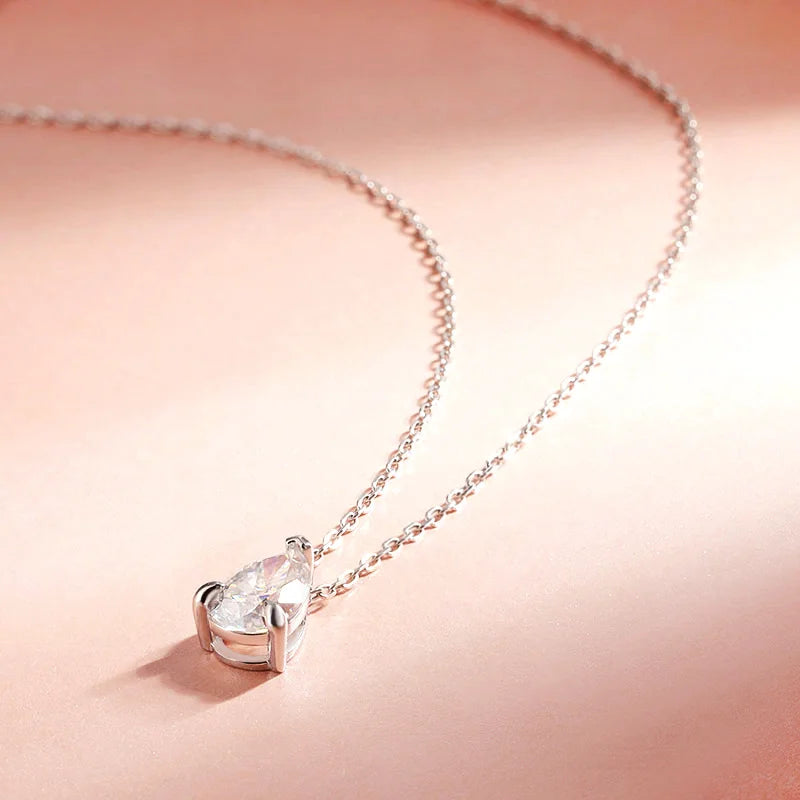 Pear Cut Moissanite Pendant Necklace