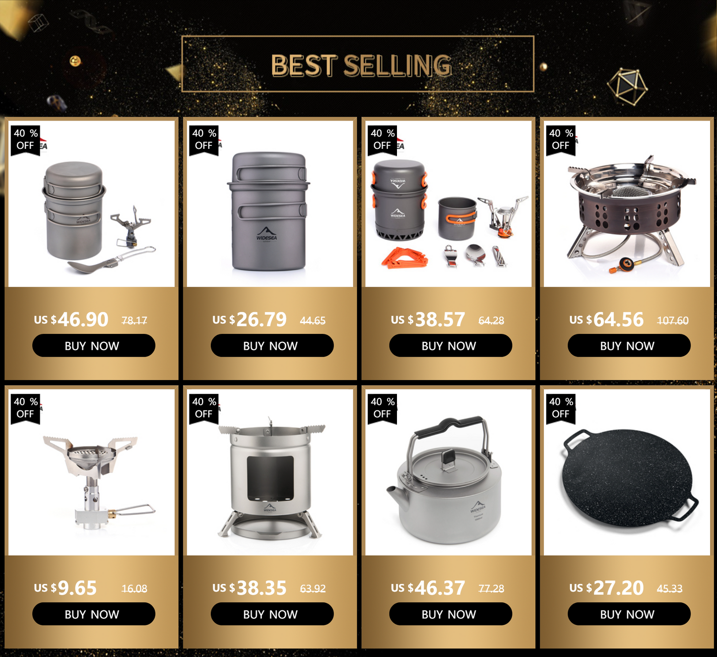 Widesea Camping Cookware Set - Pot, Kettle & Travel Tableware