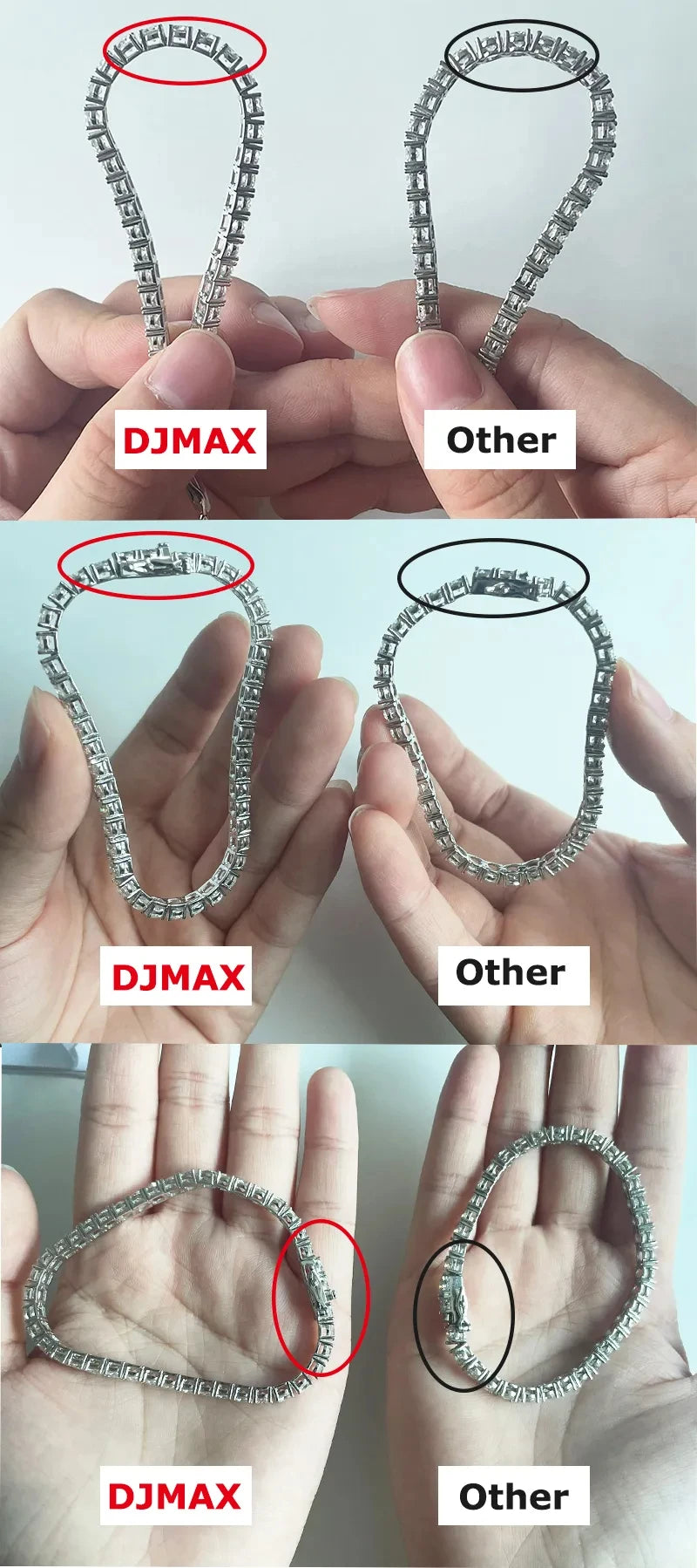 Hip Hop Moissanite Tennis Chain Bracelet