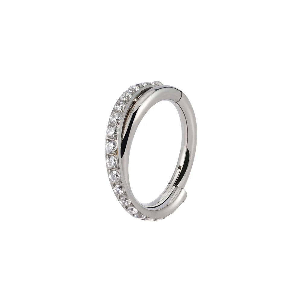 Implant-Grade Titanium Hoop Earrings – Hinged CZ Clicker for Cartilage, Helix & Tragus