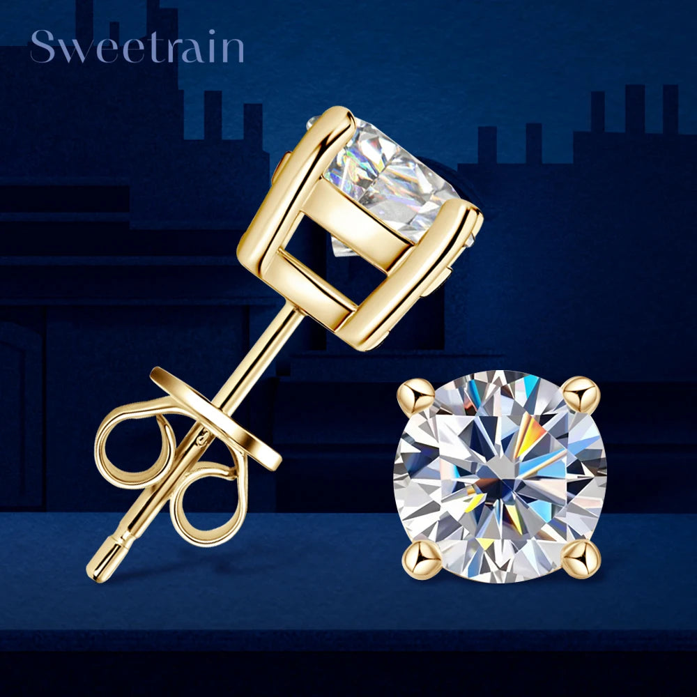 18K Gold Plated Moissanite Stud Earrings