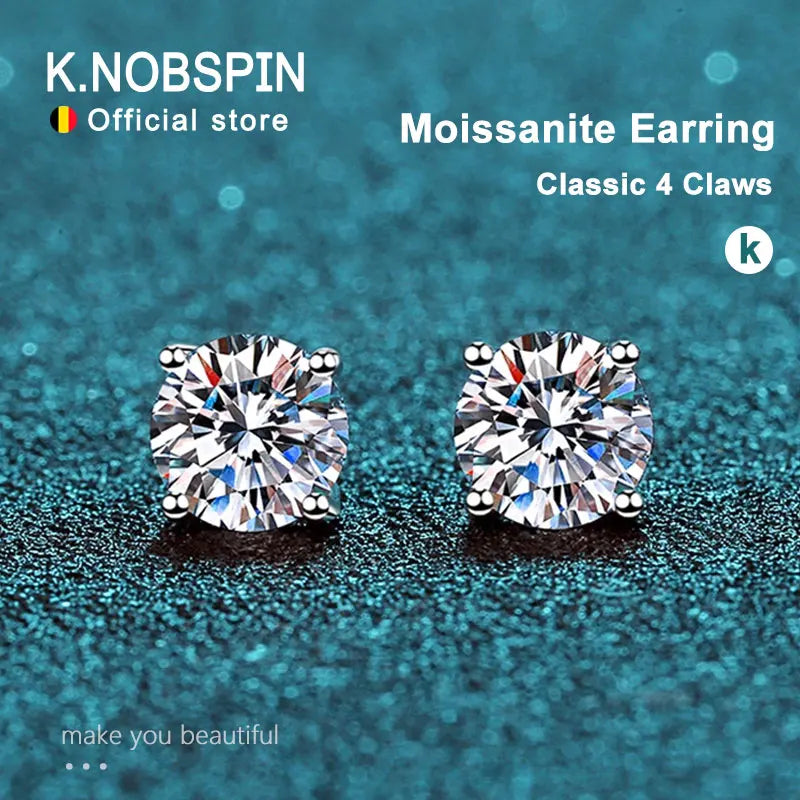 Moissanite Stud Earrings, 2.0CT