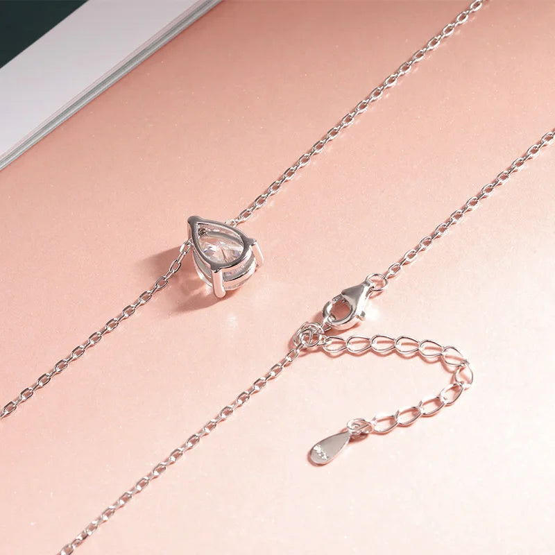 Pear Cut Moissanite Pendant Necklace