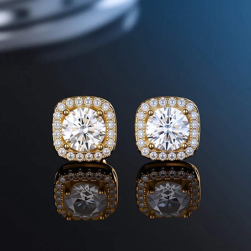 Platinum-Plated Moissanite Stud Earrings