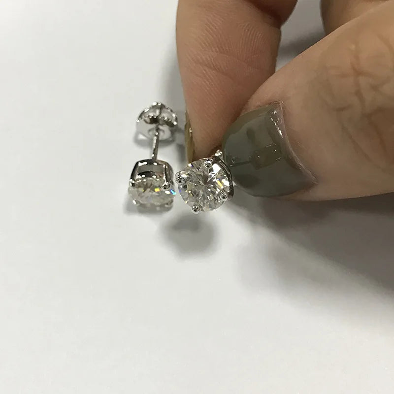 Moissanite Screw-Back Stud Earrings