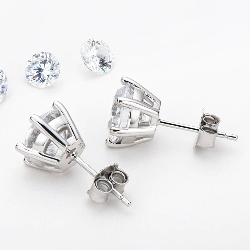 Moissanite Screw-Back Stud Earrings