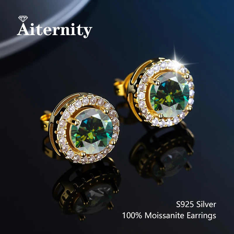 Platinum-Plated Moissanite Stud Earrings