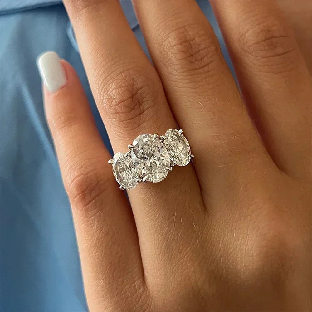 Three-Stone Moissanite Engagement Ring