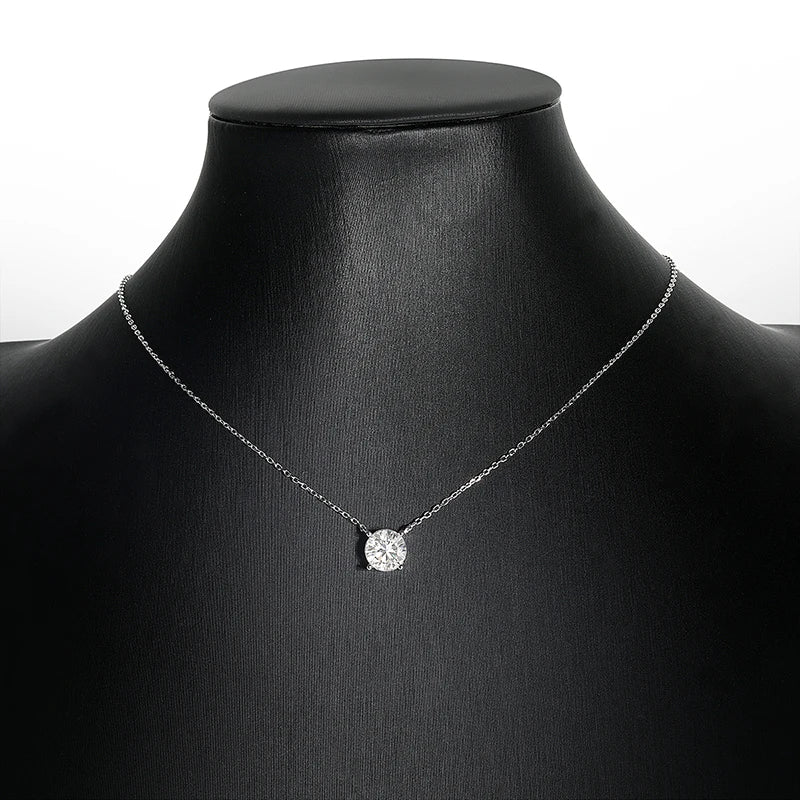 White Gold Moissanite Pendant Necklace